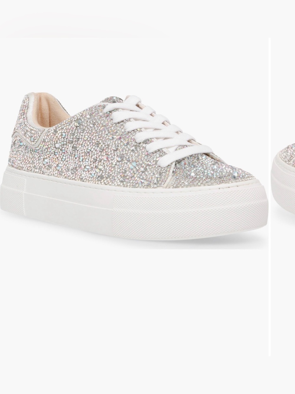 Betsey Johnson Sparkling Crystal Embellished Women's Platform Sneaker - Silver